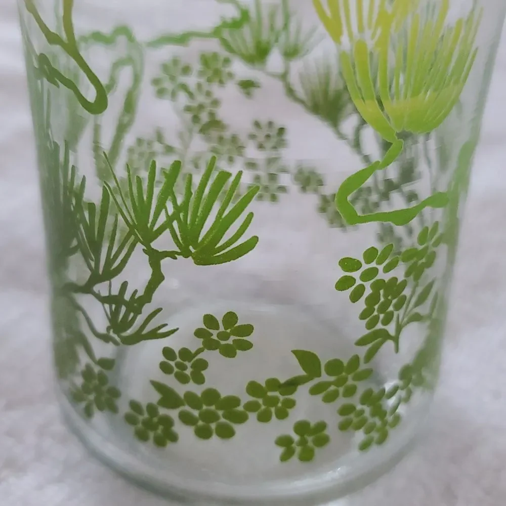Libbey Green Vintage Floral Cup